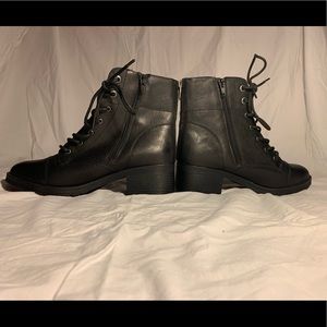 Black zipper combat boots